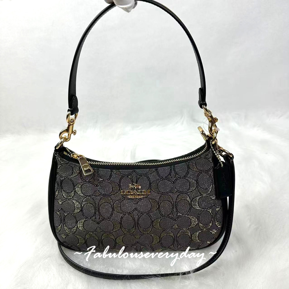 Coach Teri Shoulder Bag Crossbody In Signature Jacquard/Charcoal CCZ02 NWT